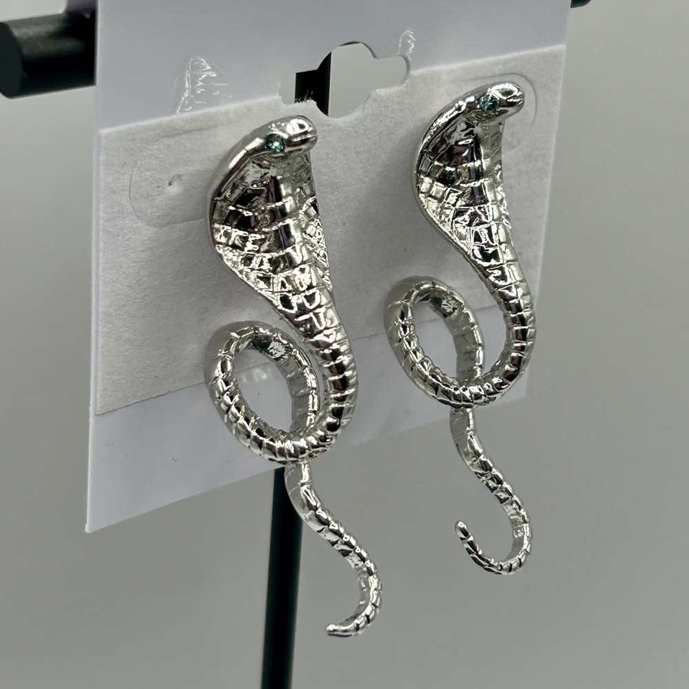 Striking Silver Cobra Earrings